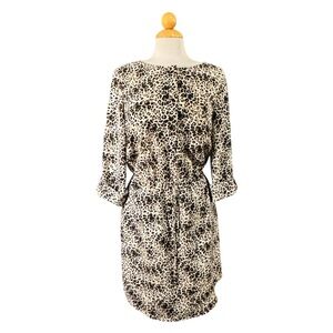 Vince Camuto Beige and Black Leopard Print Midi Dress